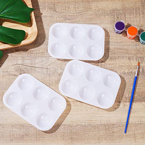 30 PCS White Plastic Paint Palettes 6 Well Rectangular Watercolor Palette Painting Tray for Painting Party, DIY Craft and Art Painting