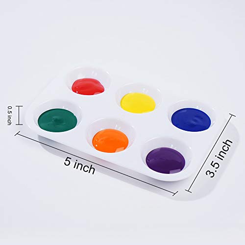 30 PCS White Plastic Paint Palettes 6 Well Rectangular Watercolor Palette Painting Tray for Painting Party, DIY Craft and Art Painting