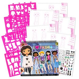 fashion angels i love fashion sketch portfolio – fashion design sketch book for beginners, sketch pad with stencils and stickers for kids 6 and up
