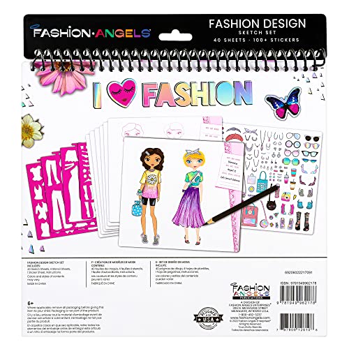 Fashion Angels I Love Fashion Sketch Portfolio - Fashion Design Sketch Book for Beginners, Sketch Pad with Stencils and Stickers For Kids 6 and Up