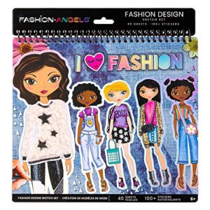 Fashion Angels I Love Fashion Sketch Portfolio - Fashion Design Sketch Book for Beginners, Sketch Pad with Stencils and Stickers For Kids 6 and Up