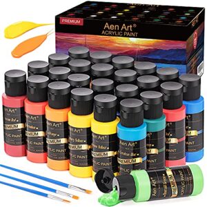aen art acrylic paint, set of 24 colors craft paint supplies for canvas, painting, wood, ceramic & fabric, rich pigments non toxic paints for artists & hobby painters, 2 fl oz / 60 ml bottles