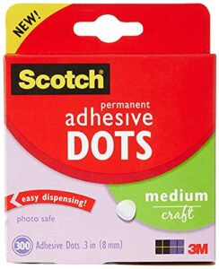 scotch adhesive dots, medium, 300 dots/pack, easy dispensing, permanent, photo-safe (010-300m) (packaging may vary)