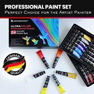WEISBRANDT UltraColor Artist Quality Acrylic Paint Set, 24 Vibrant Colors, 0.74 oz/22ml Tubes, for Canvas, Wood, Ceramic, Fabric, Non Toxic-Fading