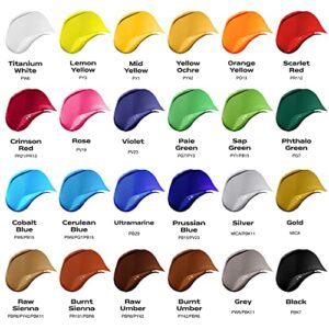 WEISBRANDT UltraColor Artist Quality Acrylic Paint Set, 24 Vibrant Colors, 0.74 oz/22ml Tubes, for Canvas, Wood, Ceramic, Fabric, Non Toxic-Fading