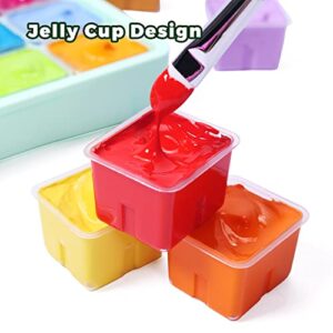 HIMI Gouache Paint Set, 24 Colors x 30ml Unique Jelly Cup Design with 3 Paint Brushes and a Palette in a Carrying Case Perfect for Artists, Students, Gouache Opaque Watercolor Painting (Green)