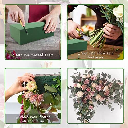 3Pcs Floral Foam Blocks,Prashent Green Wet Dry Flower Foam Plant Foam for Fresh & Artificial Flower Arrangements DIY Craft 5.5”L x 3.1”W x 1.7”H