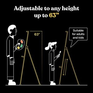 Portable Artist Easel Stand 63 Inches - Black Picture Stand Painting Easel with Bag - Table Top Art Drawing Easels for Painting Canvas, Wedding Signs, Poster, Tabletop Easels Display Metal Tripod