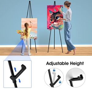 Portable Artist Easel Stand 63 Inches - Black Picture Stand Painting Easel with Bag - Table Top Art Drawing Easels for Painting Canvas, Wedding Signs, Poster, Tabletop Easels Display Metal Tripod