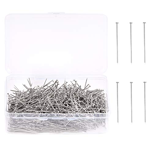 1000PCS Straight Pins, Durable Stainless Steel Dressmaker Pins, Straight Pins Sewing with Plastic Boxes, Fine Satin Pins, Flat Head Pins for Jewelry Making, Sewing Crafts