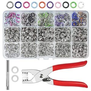 chepula craftsmanship diy 200 sets metal snaps buttons with fastener pliers press tool kit for for sewing and crafting (10 colors,9.5mm)