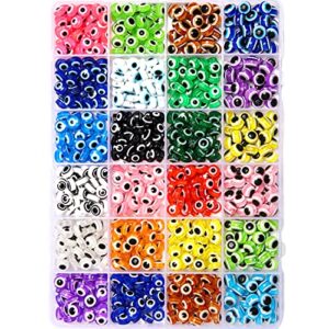 24 style 800 pcs evil eye beads, evil eye beads for jewelry making, evil eye charms with 1mm hole