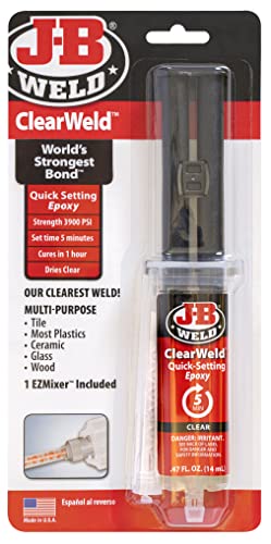 J-B Weld ClearWeld 5 Minute Epoxy, Clear, 14ml w/Static Mixer, (50114H)