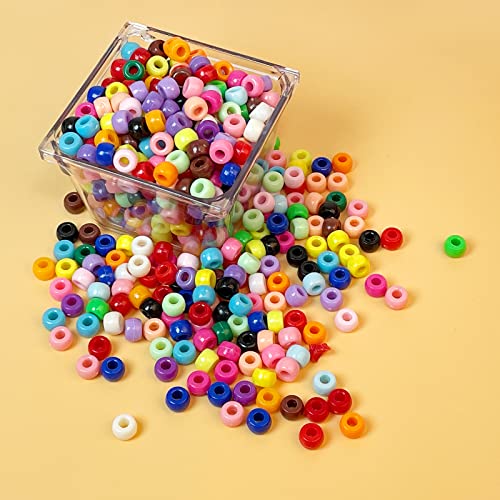 Simetufy 1200 Pcs Pony Beads Plastic Beads for Bracelet Making, Multi-Colored Beads for Hair Braiding, DIY Crafts, Kandi Jewelry, Key Chains and Ornaments Decorations 24 Assorted Colors