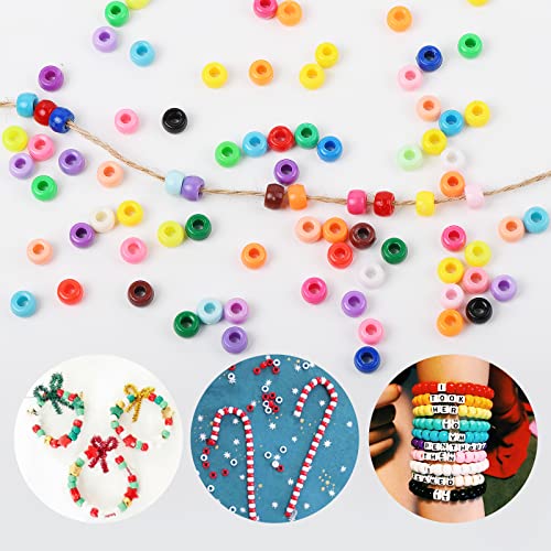 Simetufy 1200 Pcs Pony Beads Plastic Beads for Bracelet Making, Multi-Colored Beads for Hair Braiding, DIY Crafts, Kandi Jewelry, Key Chains and Ornaments Decorations 24 Assorted Colors