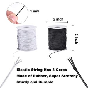 Elastic Cord for Bracelets, 2 Rolls 1 mm 330 Feet Sturdy Bracelet String, Stretchy Elastic String for Jewelry Making, Necklaces, Beading