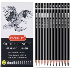 pandafly professional drawing sketching pencil set – 12 pieces graphite pencils(14b – 2h), ideal for drawing art, sketching, shading, artist pencils for beginners & pro artists