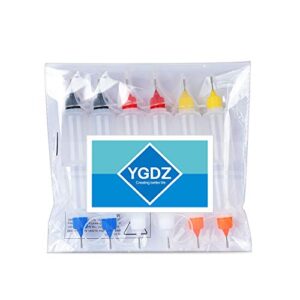 12pcs Precision Tip Applicator Bottles, YGDZ 30ml Needle Tip Squeeze Glue Bottles for Paint Quilling Craft, 6 Colors Precision Bottles with 5 Mini Funnels