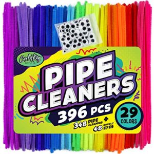 carl & kay 348 pipe cleaners & 48 googly eyes – chenille stems pipe cleaners craft – colorful pipe cleaners for crafts – colored pipe cleaners for kids – bulk pipe cleaners – soft fuzzy chenille stems