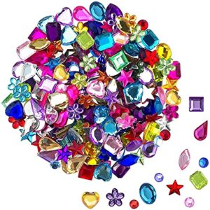 jpsor 900pcs craft gemstone acrylic flatback rhinestones jewels for crafting embellishments gems, 9 shapes, 6-13mm