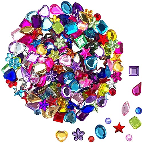 JPSOR 900pcs Craft Gemstone Acrylic Flatback Rhinestones Jewels for Crafting Embellishments Gems, 9 Shapes, 6-13mm