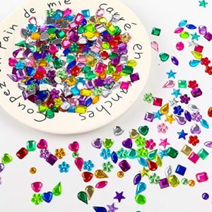 JPSOR 900pcs Craft Gemstone Acrylic Flatback Rhinestones Jewels for Crafting Embellishments Gems, 9 Shapes, 6-13mm