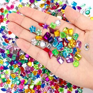 JPSOR 900pcs Craft Gemstone Acrylic Flatback Rhinestones Jewels for Crafting Embellishments Gems, 9 Shapes, 6-13mm