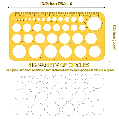 RZDEAL Circle Round Stencil Template Artist Design Drawing Aid Tool (Diameter from 1 mm to 37 mm)