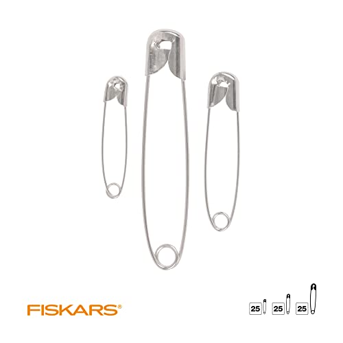 Fiskars Safety Pins, Safety Pins Assorted 3-Size for Sewing Accessories and Supplies, 75 Count