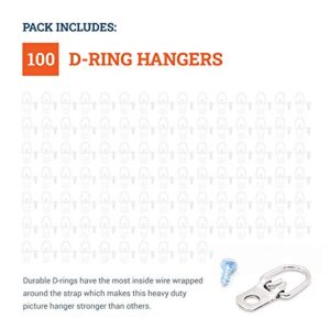 D Ring Picture Hangers with Screws - 100 Pack - Bulk D Rings - Pro Quality d-Rings - Picture Hang Solutions