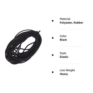 1/8-Inch (3mm) Black Heavy Stretch Round String Elastic Cord (Cut of 10 Yards)