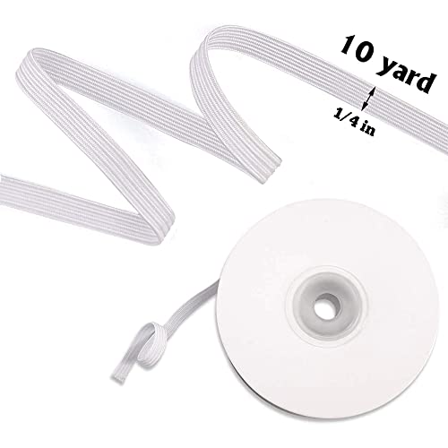 Elastic Band 1/4 inch Wide 10 yd, Stretch Strap,High Elastic Cord, for Sewing Crafting DIY-White