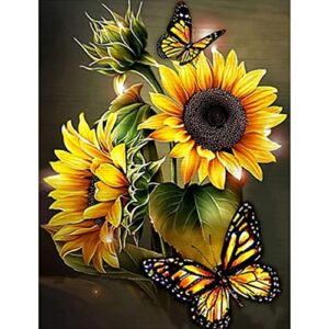 DKHDBD Diamond Painting Kits for Adults, 12x16 Inch DIY Paint by Numbers for Adults Beginner, DIY Full Drill Diamond Dots Paintings Picture Arts Craft for Home Wall Art Decor (Yellow Butterfly)
