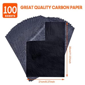 PSLER 100 Sheets Carbon Paper Sheets, Carbon Transfer Paper with 3PCS Embossing Stylus for DIY Woodworking, Paper, Canvas and Other Art Craft Surfaces(7.3 by 10 Inch)