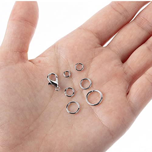 Mr. Pen- Open Jump Rings, Silver, 1014 pcs, 6 Sizes Open Jump Rings for Jewelry Making, Silver Jump Rings and Lobster Clasps, Jewelry Jump Rings Silver, O Rings for Jewelry Making