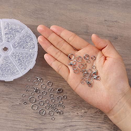 Mr. Pen- Open Jump Rings, Silver, 1014 pcs, 6 Sizes Open Jump Rings for Jewelry Making, Silver Jump Rings and Lobster Clasps, Jewelry Jump Rings Silver, O Rings for Jewelry Making