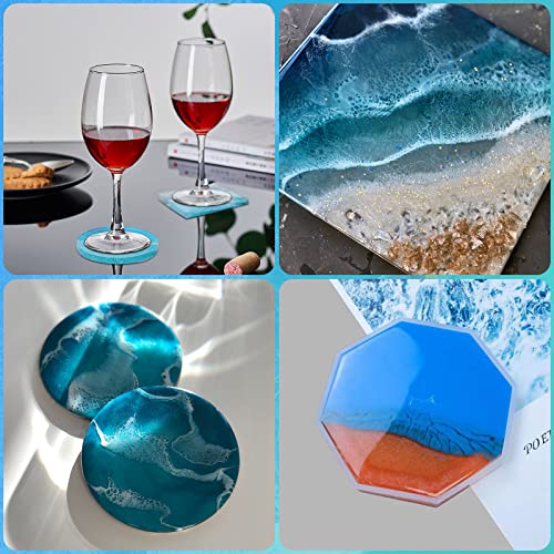 18 Pieces Resin Coaster Molds, Coaster Molds for Epoxy Resin with Storage Box Mold for DIY Art Craft Cup Mats