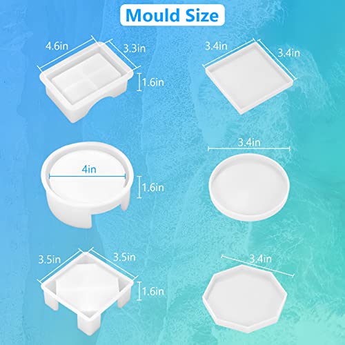 18 Pieces Resin Coaster Molds, Coaster Molds for Epoxy Resin with Storage Box Mold for DIY Art Craft Cup Mats