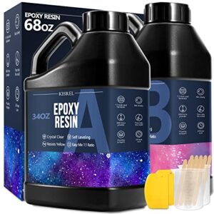epoxy resin 68oz – crystal clear epoxy resin kit – no yellowing no bubble art resin casting resin for art crafts, jewelry making, wood & resin molds(34oz x 2)