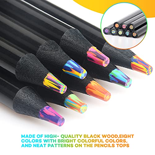 Nsxsu 8 Colors Rainbow Pencils, Jumbo Colored Pencils for Adults, Multicolored Pencils for Art Drawing, Coloring, Sketching(Pack of 1)