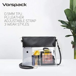 Vorspack Clear Crossbody Purse Stadium Approved PU Leather Clear Concert Bag