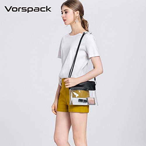 Vorspack Clear Crossbody Purse Stadium Approved PU Leather Clear Concert Bag