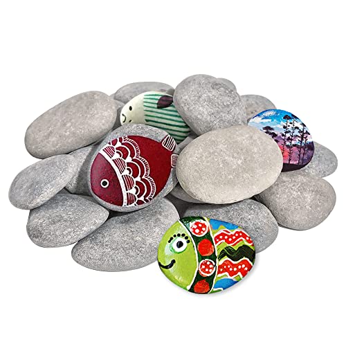 DALTACK 15PCS Large Rocks to Paint,River Rocks for Painting, 2"-3" Inches DIY Flat Stones to Paint，Hand Selected Rocks for Painting