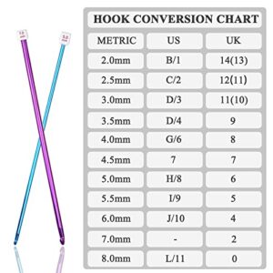 Coopay Long Crochet Hook Set, 11pcs Tunisian Crochet Hooks Multicolor Afghan Crochet Needles for Crocheting, 2mm(B)-8mm(L), Great Knitting & Crochet Supplies Tool Set for Beginner, Crocheter & Knitter