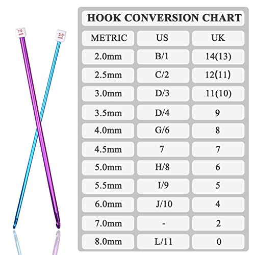 Coopay Long Crochet Hook Set, 11pcs Tunisian Crochet Hooks Multicolor Afghan Crochet Needles for Crocheting, 2mm(B)-8mm(L), Great Knitting & Crochet Supplies Tool Set for Beginner, Crocheter & Knitter