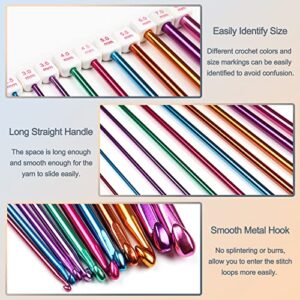 Coopay Long Crochet Hook Set, 11pcs Tunisian Crochet Hooks Multicolor Afghan Crochet Needles for Crocheting, 2mm(B)-8mm(L), Great Knitting & Crochet Supplies Tool Set for Beginner, Crocheter & Knitter