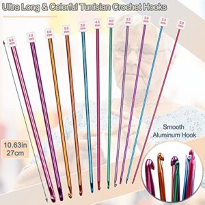 Coopay Long Crochet Hook Set, 11pcs Tunisian Crochet Hooks Multicolor Afghan Crochet Needles for Crocheting, 2mm(B)-8mm(L), Great Knitting & Crochet Supplies Tool Set for Beginner, Crocheter & Knitter