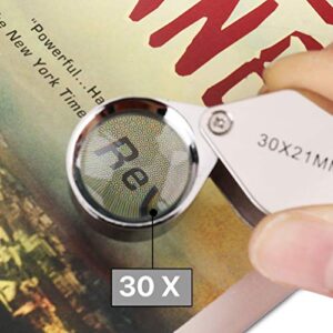 KINGMAS Pocket Jewelry Loupe 30x 21mm Jewelers Eye Magnifying Glass Magnifier