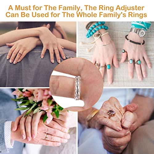 ARCUAT Ring Sizer Adjuster for Loose Rings, 12 Pack 4 Sizes Invisible Clear Silicone Ring Guard for Women Men, Ring Resizer Tightener Spacer Fitter for Too Big Ring, Make Ring Smaller without Resizing