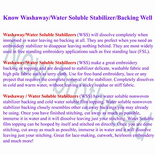 New brothread Wash Away - Water Soluble Machine Embroidery Stabilizer Backing & Topping 10" x 3 Yd roll - Light Weight - Cut into Variable Sizes for Machine Embroidery and Hand Sewing